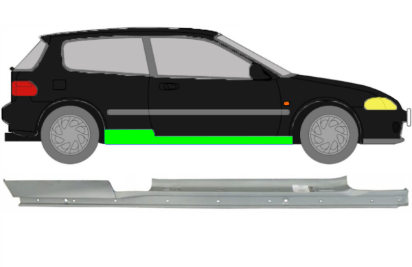 Vollschweller für Honda Civic 3 Türer 1991 - 1995 rechts