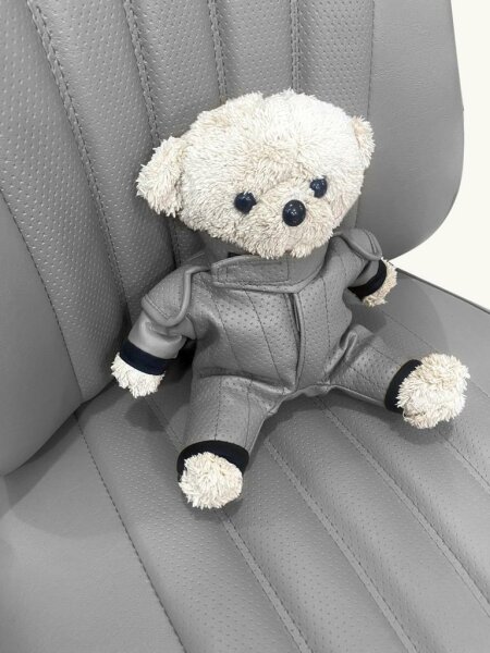 Teddy Maskottchen Oldtimer Rennsportjacke grau für Mercedes