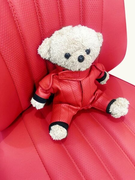 Teddy Maskottchen Oldtimer Rennsportjacke rot für Mercedes