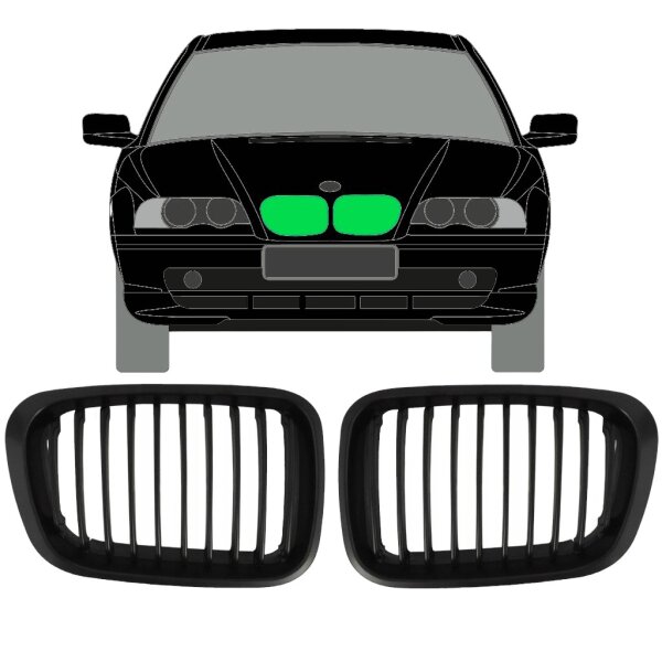 Kühlergrill Schwarz für Bmw 3 E46 1998 - 2001