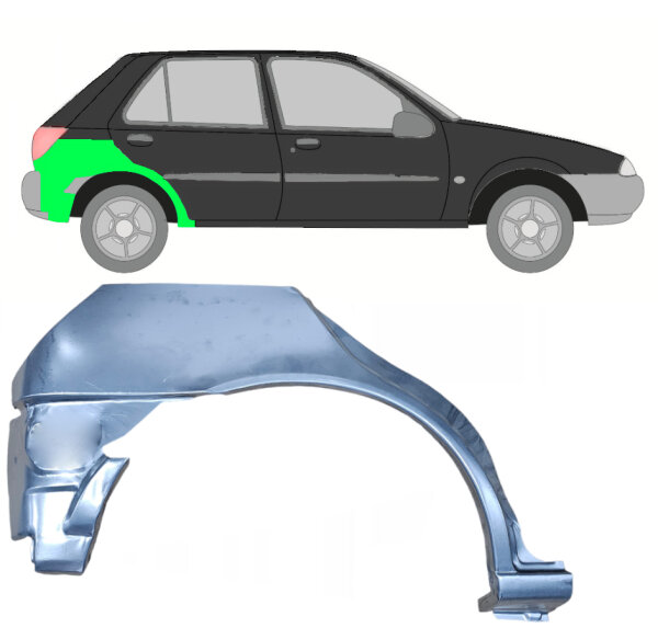 Hinten Radlauf Blech für Ford Fiesta 5 Tür 1995 - 1999 rechts