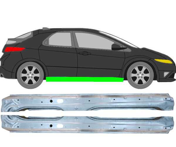 3 Tür Schweller Blech Satz für Honda Civic 05 – 11 rechts & links