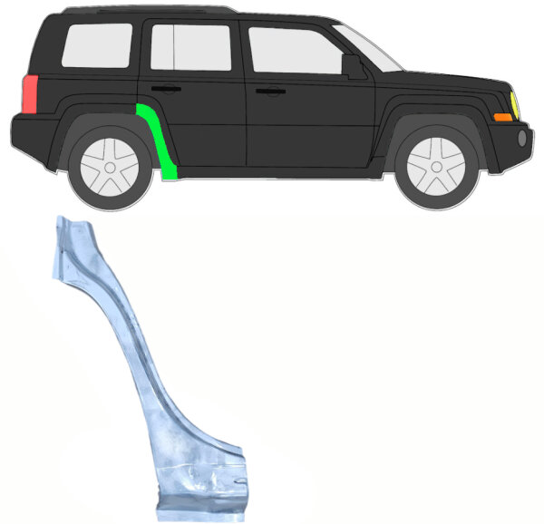 Hinten Radlauf Blech für Jeep Patriot 2006 rechts