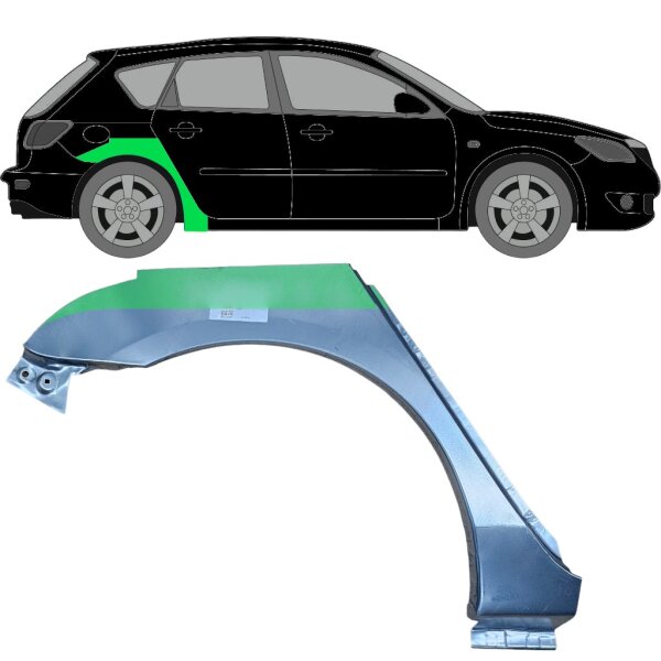 Hinten Radlauf Blech für Mazda 3 5 Türer 2003 - 2009 rechts