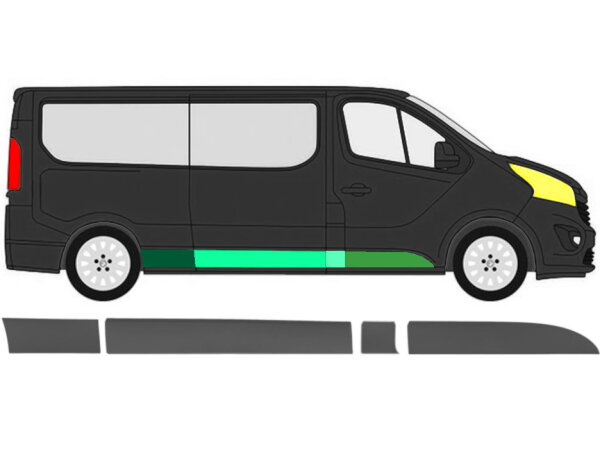 Lang Seitenleiste Satz für Vauxhall Vivaro Ab 2014 rechts