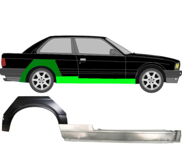 Hinten 2 Tür Radlauf Blech & Schweller Blech für Bmw 3 E30 1987 - 1994 rechts