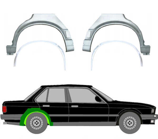 Radlauf hinten innen & außen Satz für Bmw 3 E30 1982 -1987 rechts