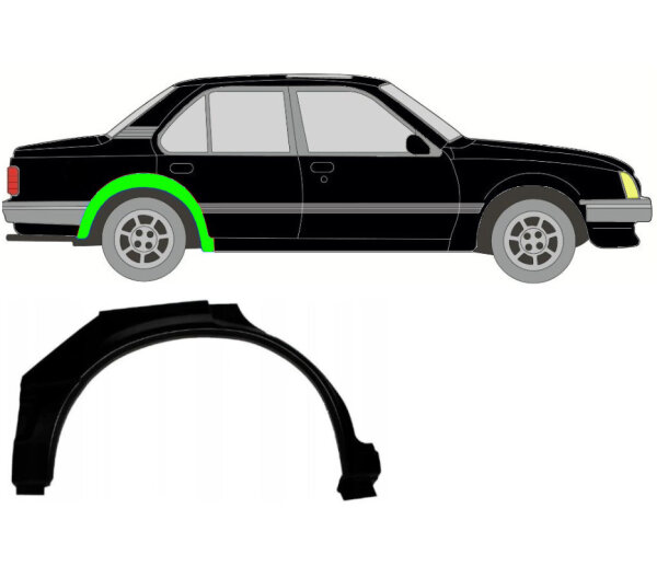 Hinten 5 Tür Radlauf Blech für Vauxhall Cavalier 1981 - 1988 rechts