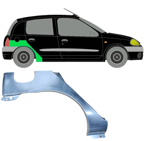 Hinten 5 Tür Radlauf Blech für Renault Clio II 1998 - 2012 rechts