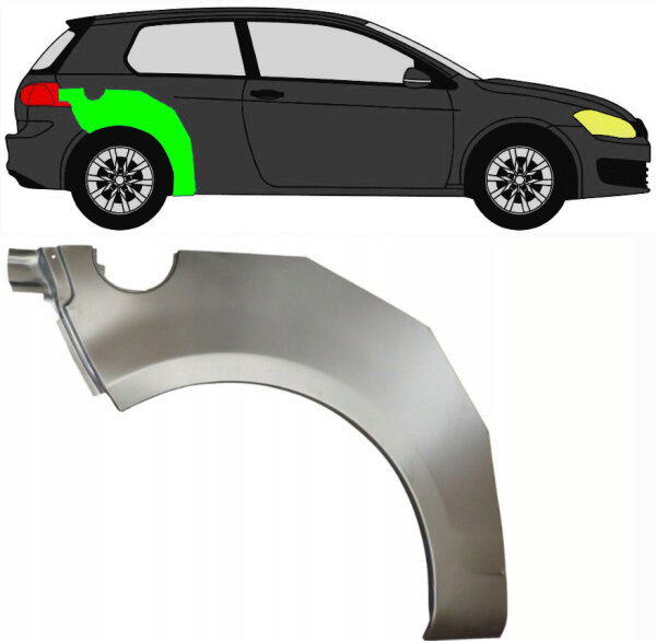 Hinten 3 Tür Radlauf Blech für Volkswagen Golf Vi 2008 - 2013 rechts