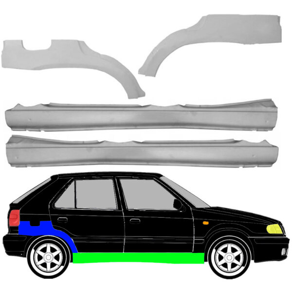 Radlauf Blech & Schweller Blech Satz für Skoda Felicia 94 - 01 rechts & links