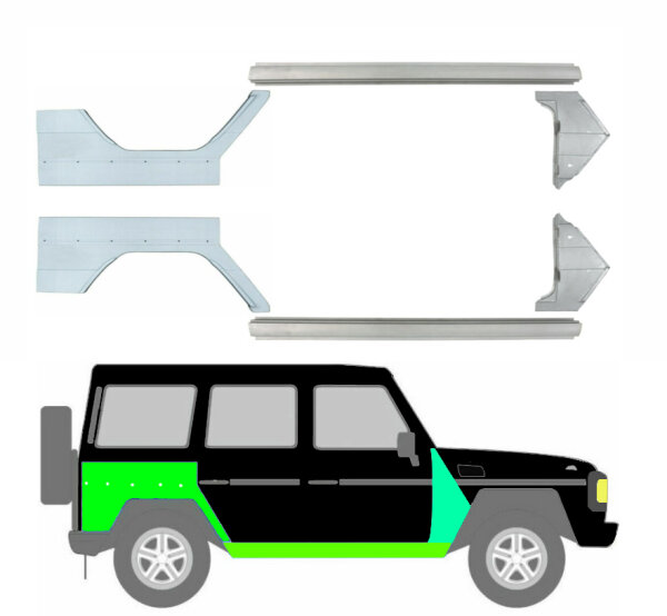 5 Tür Kotflügel & Schweller Satz für Mercedes G - Klasse Ab 1979 W460