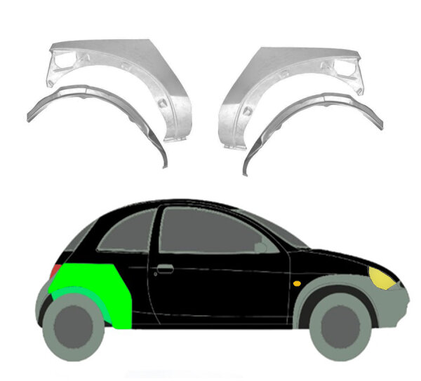 Radlauf hinten innen & außen Blech für Ford Ka 96 - 08 links & rechts