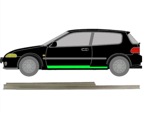 3 Tür Schweller Blech für Honda Civic Eg 1991 - 1995 links