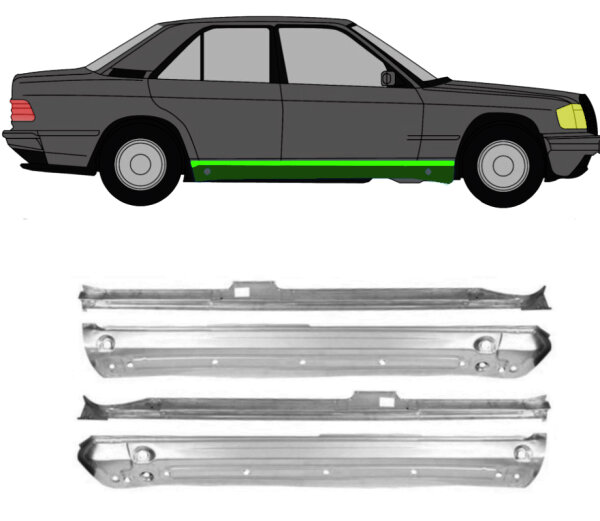 Voll Schweller Blech Satz für Mercedes 190 W201 1982 - 1993 links & rechts