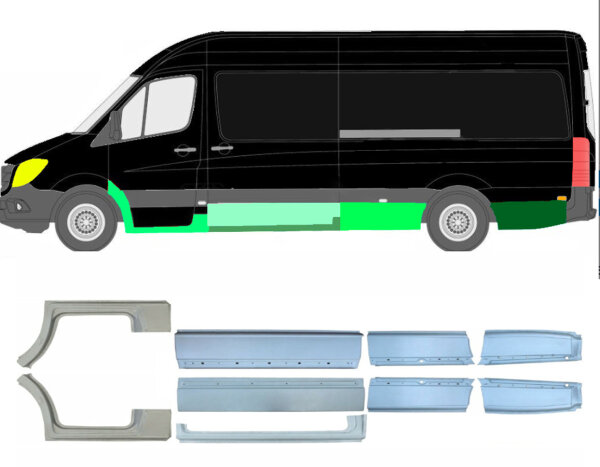 Blech Uk Satz für Mercedes Sprinter Extra Lang Ab 2006 rechts & links