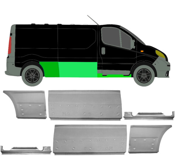 Lang Blech Satz für Opel Vivaro 2001 - 2014 links & rechts