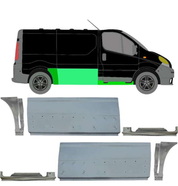 Kurz Blech Satz für Opel Vivaro 2001 - 2014 links & rechts