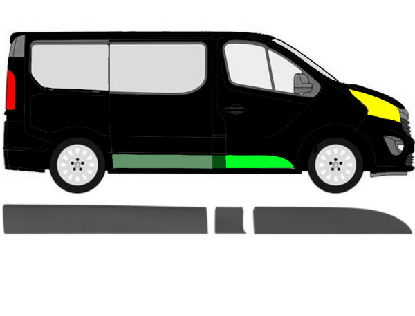 Kurz Seitenleiste Satz für Opel Vivaro Ab 2014 rechts