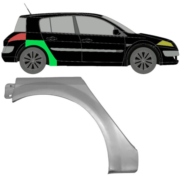 Hinten 5 Tür Kotflügel Blech für Renault Megane II 2002 - 2008 rechts