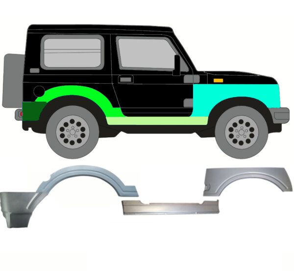 Vorne & hinten Kotflügel Blech & Schweller für Suzuki Samurai 81 – 04 rechts