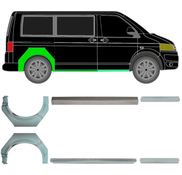 Schweller vorne & hinten Radlauf Satz für VW T5 Kurz ab 03 links & rechts